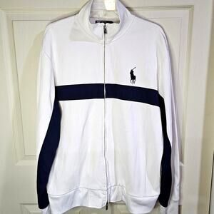 Polo Ralph Lauren Jacket Mens XL Track Old Money Preppy Athleisure Navy White